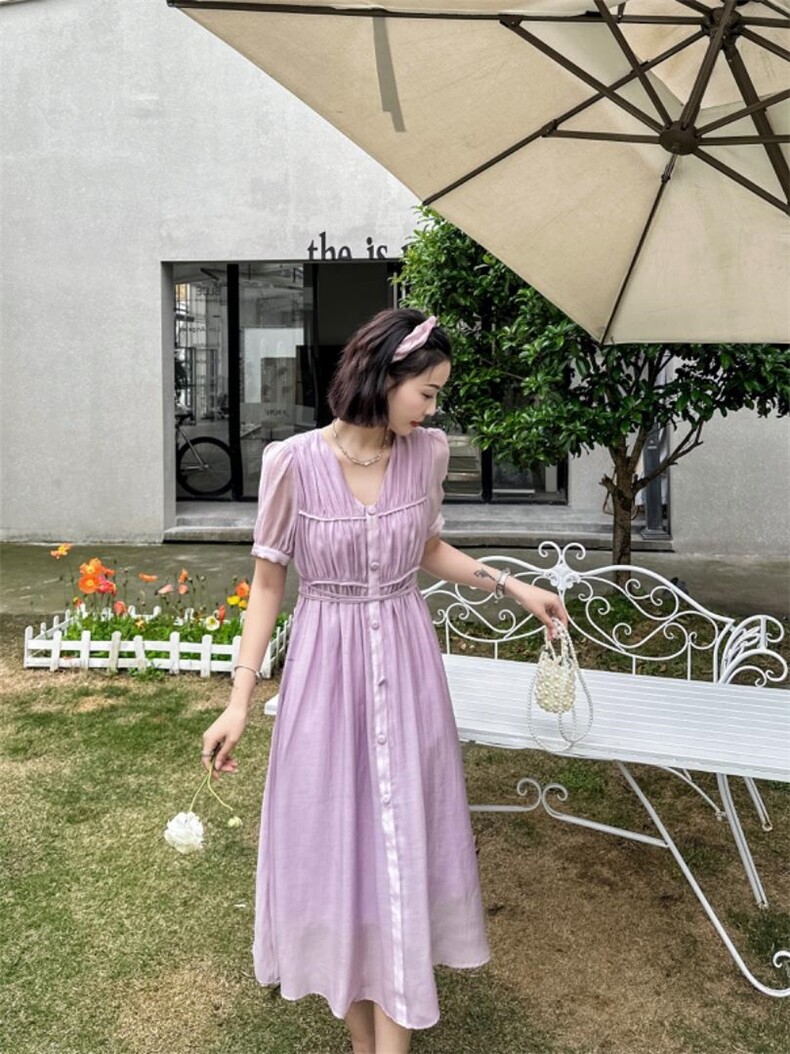 现货新品连衣裙77%空气面料手感柔软透气，女装连衣裙，荷塘月色