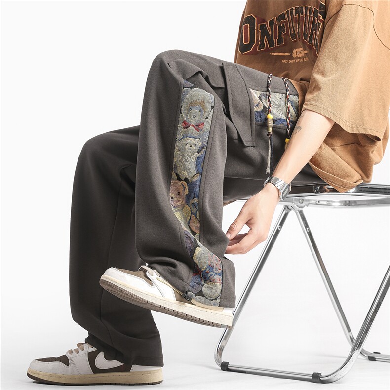 秋冬新款风拼接抽绳束脚裤运动裤男宽松直筒休闲裤K10058-P38，女装休闲裤，电商A099