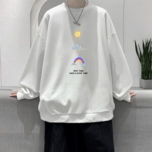 华夫格卫衣圆领卫衣男大码长袖t恤男外套HW762141-P30加绒款-P40