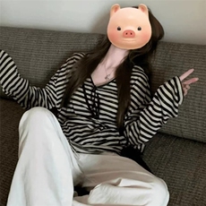 美式复古撞色条纹防晒罩衫t恤女宽松休闲慵懒松弛感上衣薄款，男装T恤，星座506A