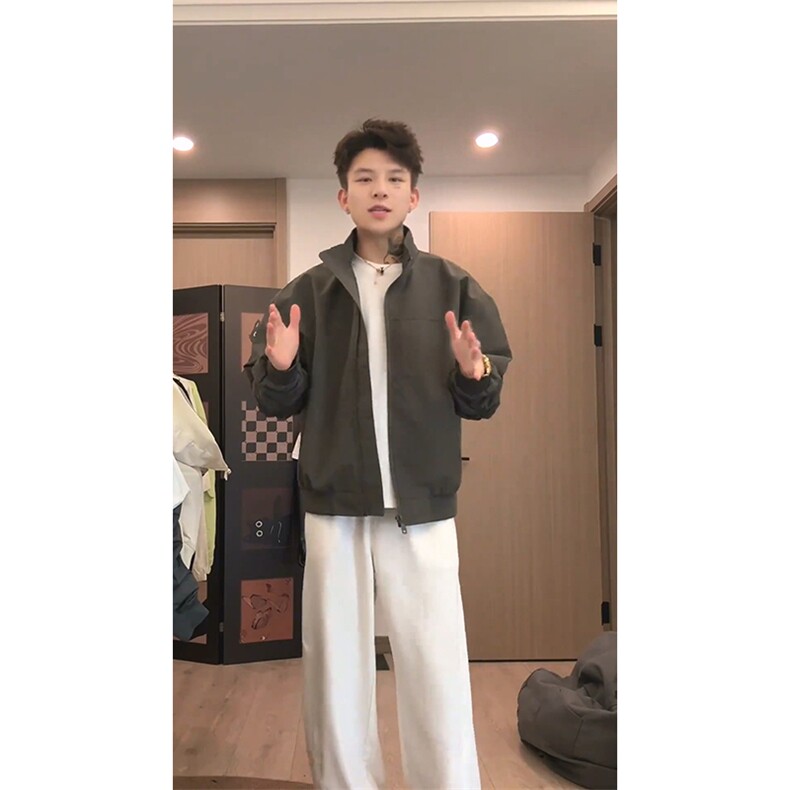 26春装新款美拉德立领飞行夹克boxy廓形休闲百搭外套上衣开衫外套图片
