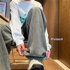 XZ616秋季新款重磅灯芯绒满印双褶休闲长裤TY1056特P40控78，男装休闲裤，星座512A（原616）