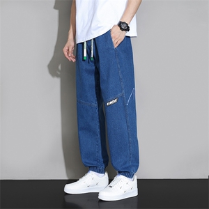 M-8XL 秋季新款大码束脚水洗潮流休闲束脚牛仔裤 109-K122-P55图片