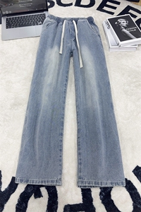 B221 美式ins高街暗黑光板百搭宽松直筒牛仔裤LK25542-特P35 控68图片