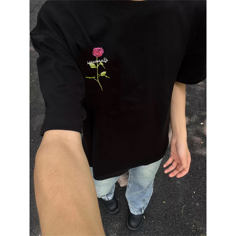 网图有货花卉刺绣原创短袖夏季重磅情侣t恤高街半袖A325-P35,男装T恤,星座1505