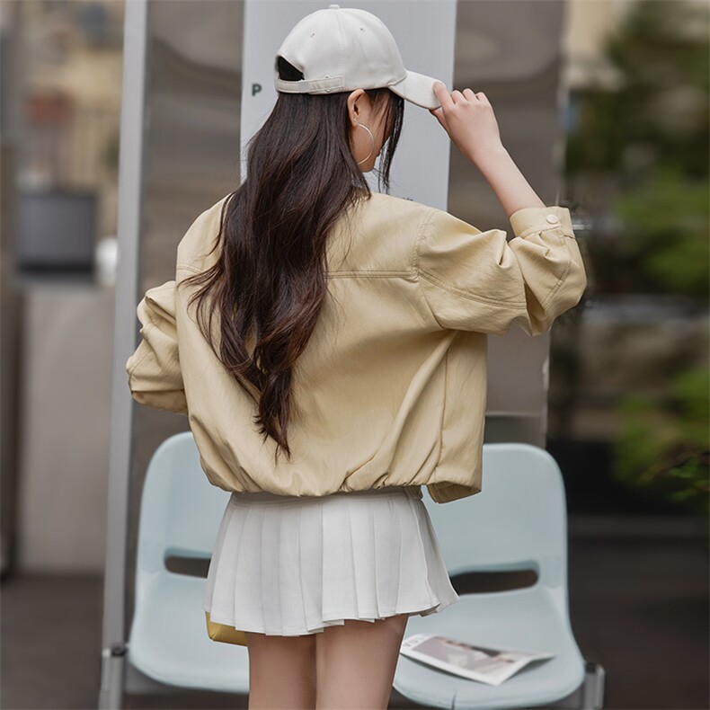 主推皮衣女外套2025春秋新款复古美式酷帅短款夹克上衣,女装皮衣,潮流依族