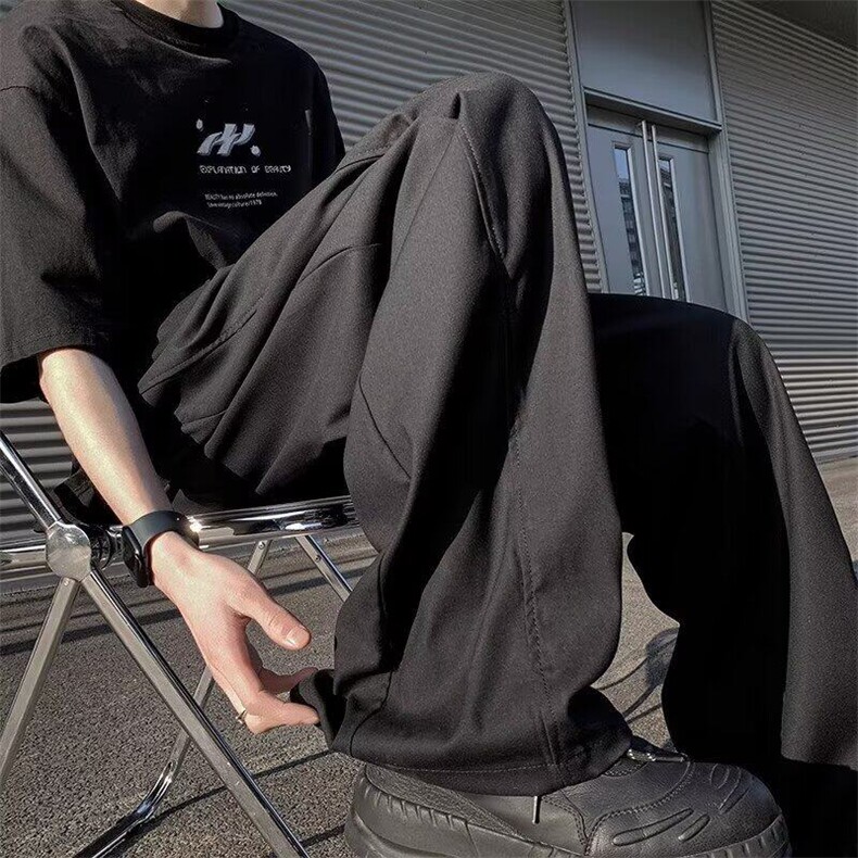 男休闲长裤垂感西裤春秋季百搭直筒宽松拖地阔腿裤 KD14图片