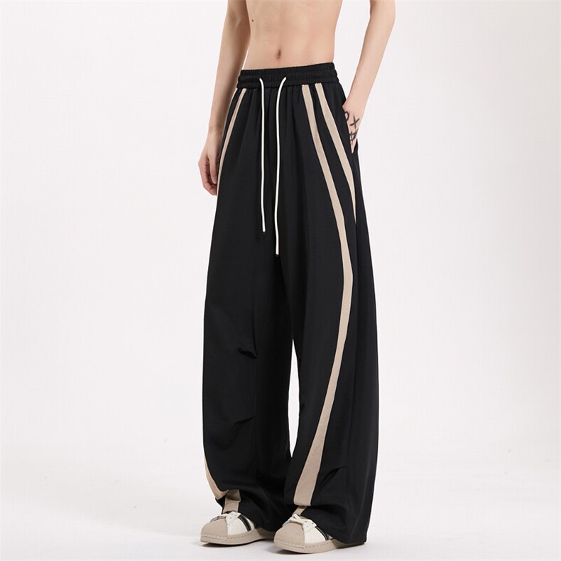 2025春夏高级感面料垂坠感拼接阔腿弯刀休闲宽松直筒裤男2505-P45，男装休闲裤，电商C305A