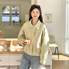 独特超好看浅黄色短款翻领pu皮衣外套女春秋2025新款绝美休闲夹克，女装短外套，2C269