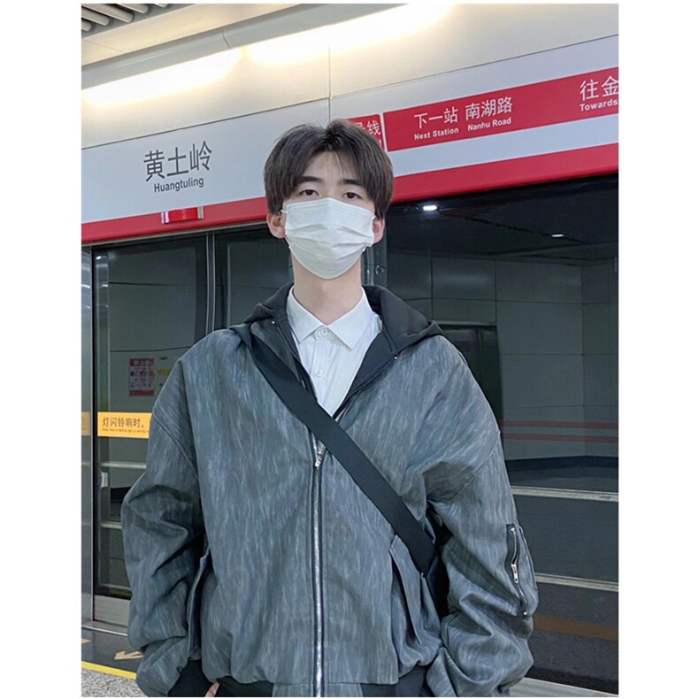 棒球服男春季宽松休闲短款连帽pu皮纹理夹克外套P03网络图,男装夹克,星座1116A（原606A-3）
