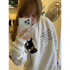 网图有货 美式宽松棒球刺绣圆领卫衣男女 A951-常规P47 加绒P52图片