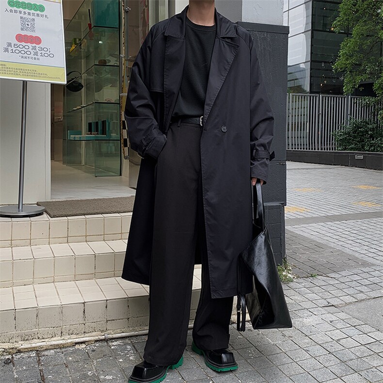 特批90无差价大码韩系中长款风衣男情侣复古街头痞帅大衣外套J541，男装风衣，电商A001-1