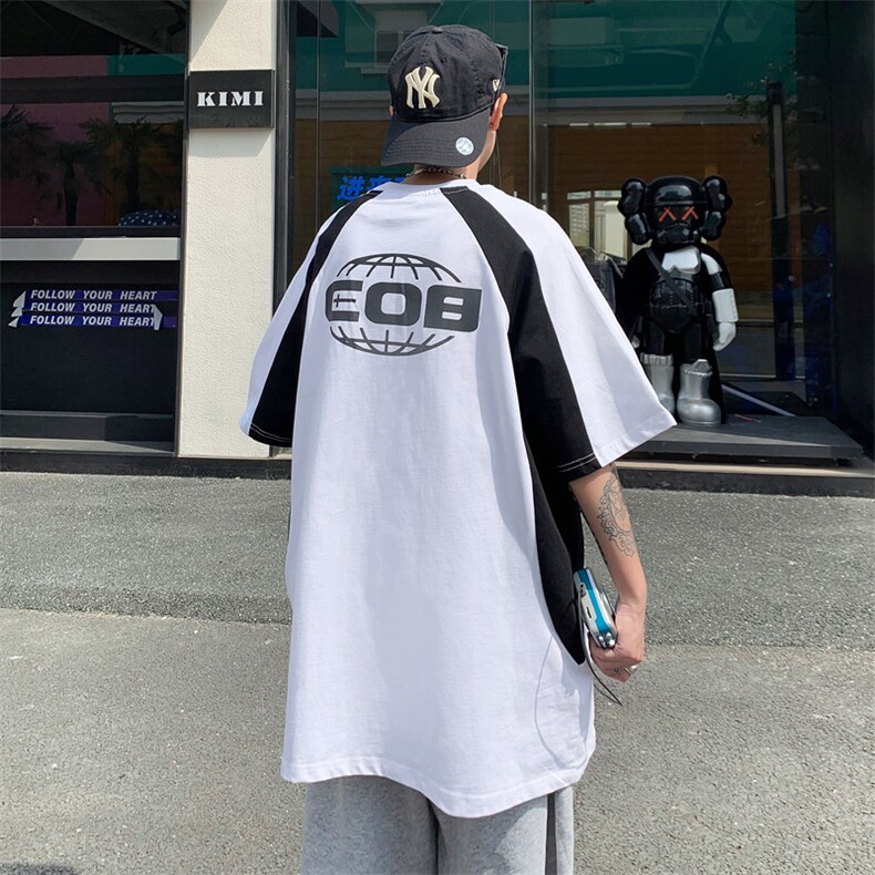T122-P30夏季宽松型拼色仿棉印花短袖,男装T恤,星座1501-1