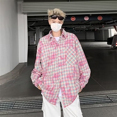 2024秋季新款长袖扎染格子衬衫HJ05P40，男装衬衫，星座1116-2