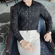 白秋季新款男士长袖衬衣2025型男店主风男衬衫301A-1/CS456/P55，男装衬衫，星座301A-1