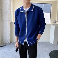 英伦男装高级奢华针织外套男休闲翻领拉链开衫毛衣男冬MYG05P53，男装针织衫/毛衣，星座1013-5