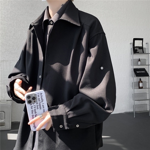 春款假两件拼接设计衬衫高品质高级感上衣痞帅外套LC301特p53控98图片
