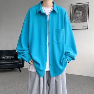 衬衫男春季新款港风宽松大码提花长袖衬衣CS026-P42图片