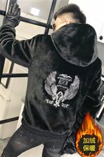 1刺绣仿皮草加绒棉服社会小伙加厚男棉衣保暖外套C301B-PC03，男装棉衣，电商C301B