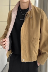 2025新款现货纯棉夹克男宽松立领上衣外套DSA157B-J2528-TP88，男装夹克，电商A157B
