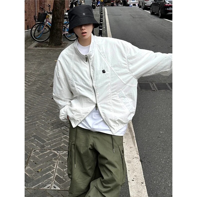 外套男2025新款春夏防晒衣夹克轻薄白色秋季立领运动美式JKA221，男装防晒衣，星座516A