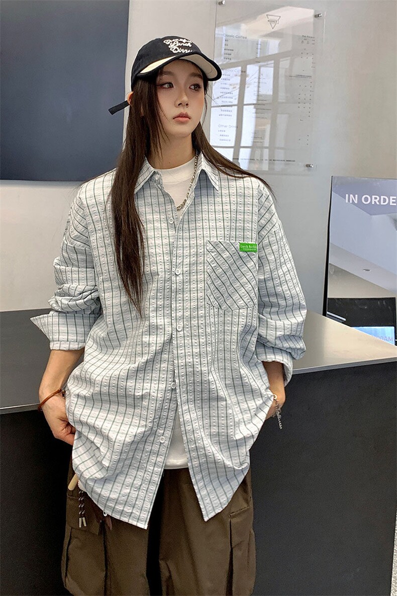 港风衬衫长袖耐磨格子衬衫休闲百搭MD-H518-特批43控69,男装衬衫,星座717