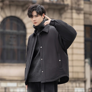 设计款羽绒服男冬装极简风白鸭绒防寒羽绒衬衫外套5157-P295控498图片