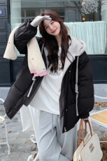 咖色90白鸭绒短款连帽羽绒服女冬季2025新款韩版抗寒小个子面包服，女装羽绒服，2B188