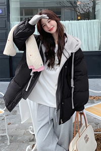 咖色90白鸭绒短款连帽羽绒服女冬季2025新款韩版抗寒小个子面包服图片