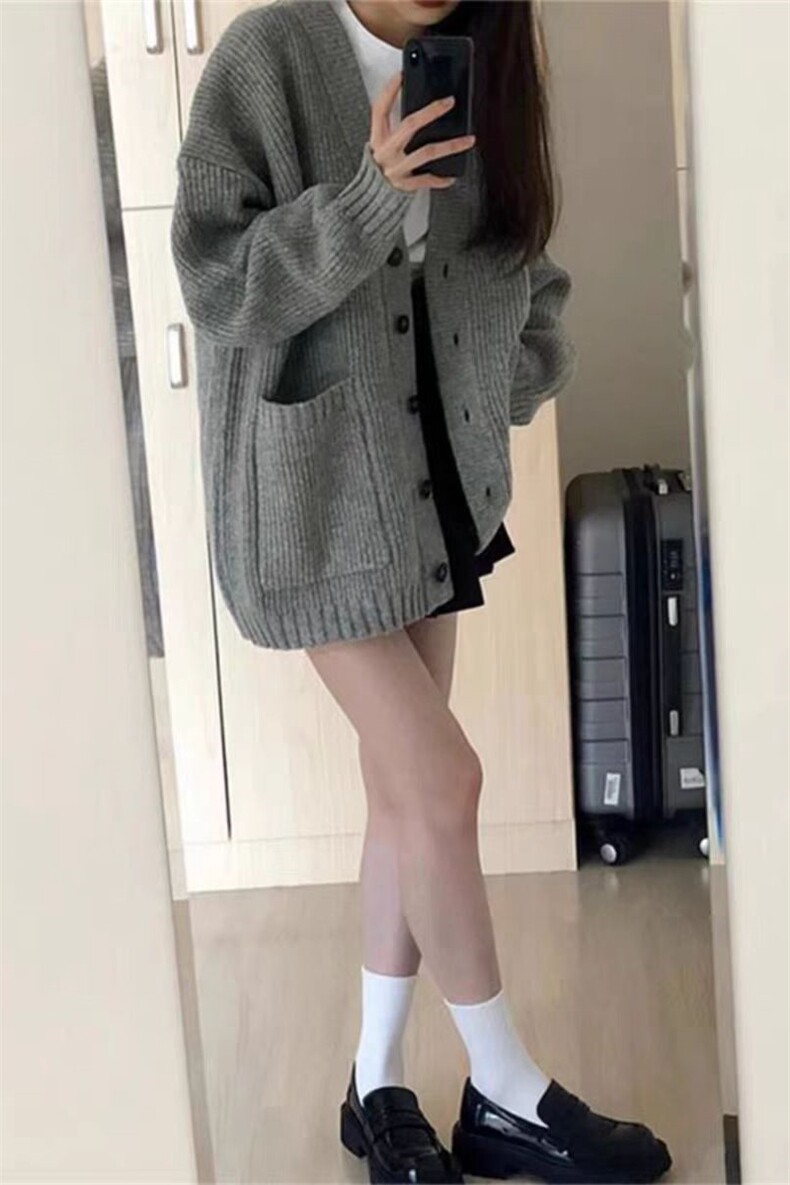 秋冬季羊毛休闲百搭时尚带兜复古通勤中款开衫,女装羊毛衫,锦瑟羊绒