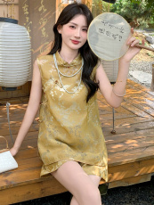 2025年夏季新款高级感显瘦新中式马甲阔腿裤两件套，女装套装/套裙，超帛