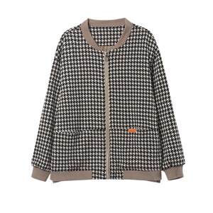 奥特莱斯千鸟格外套女2024年春季百搭夹克气质显瘦棒球服图片