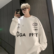 420克重磅华棉圆领机车印花卫衣W2315-P50，男装工装外套，电商A036A
