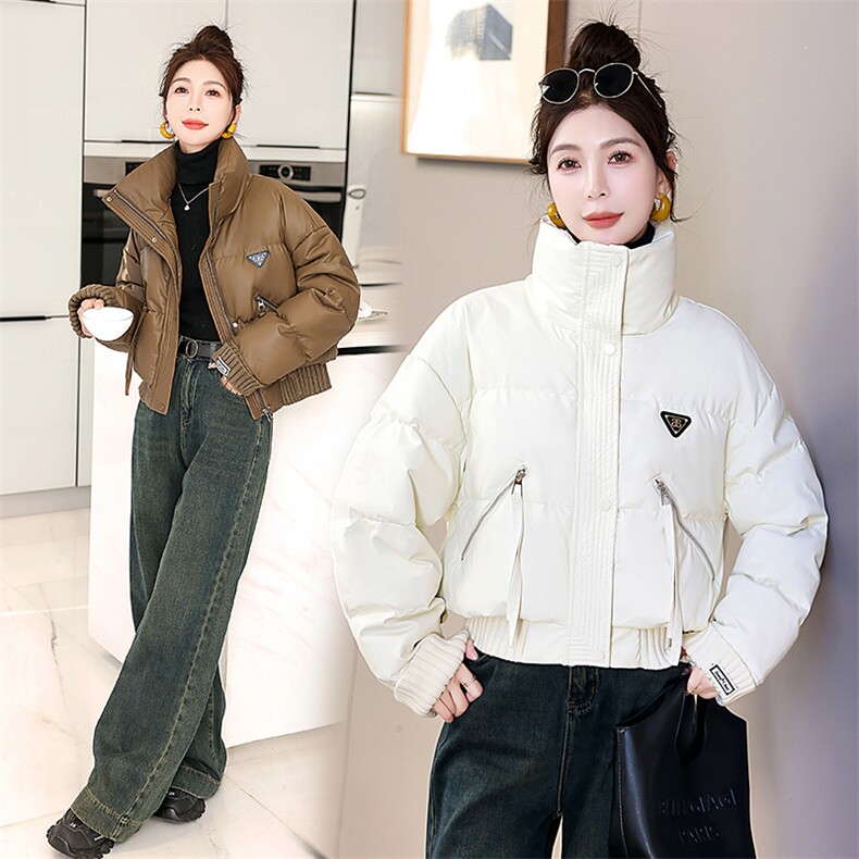 2023年冬季新款现货免洗柔软皮加厚立领面包服韩版小个子羽绒服,女装羽绒服,火爆靓佳人