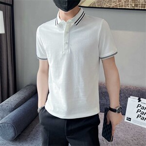 主推品质大码简约撞色领大码短袖翻领Polo衫潮牌上衣T063-38图片