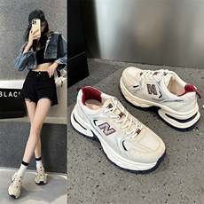 真皮老爹鞋女2024春季新品韩版厚底百搭N字休闲运动慢跑鞋潮女，女鞋休闲鞋，电商A223