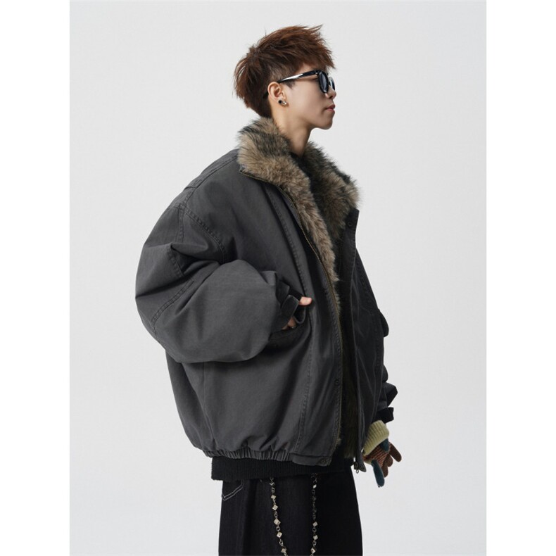 706-LK9378-P138现货冬季狼王座山雕可拆卸毛领加厚棉衣外套，男装棉衣，星座706