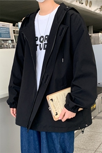 JK3010/P55春装2023新款潮宽松连帽学生夹克男纯色大码外套控78图片