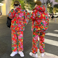 TZ206新中式东北大花男女棉衣套装保暖防寒上款大差价，男装棉衣，星座115A(原星座507）