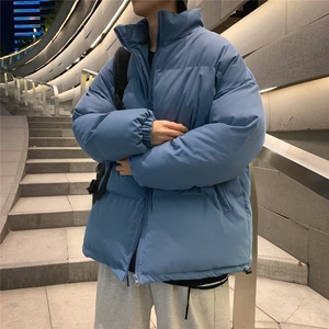 秋冬高街潮流立领棉衣韩版宽松休闲情侣装纯色面包棉服 W6101-P58图片