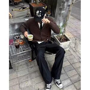 春款时尚休闲圆领不规则针织加绒保暖简约纯色卫衣外套女 MBX060图片