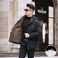 新款新标90绒中年羽绒服外套男士秋冬拆卸帽时尚休闲羽绒服夹克，男装夹克，钱塘723