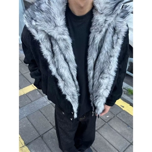 羊羔绒毛棉袄男士冬季加厚加绒连帽棉衣冬装棉服外套 MS592图片