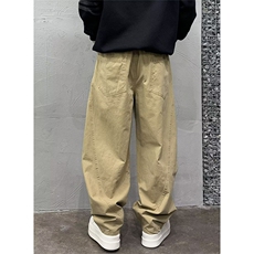 抖音得物纯色简约休闲裤男日系复古宽松束脚口袋装饰工装裤AK10，男装工装外套，电商A443