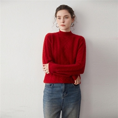 2025年秋季新款百搭女士半高7针双扭花，女装羊绒衫，蒂暖羊绒