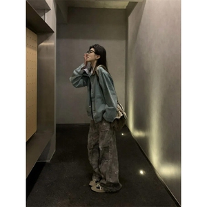 JKA956LL-特P78  孔雀绿夹克男水洗复古外套图片