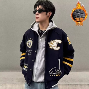 J9849-P82新款潮流ins时尚气质百搭简约慵懒龙凤尼面料夹克图片