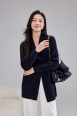 2025秋冬百搭时尚简约v领长袖开衫，女装针织衫/毛衣，雅之冉羊绒