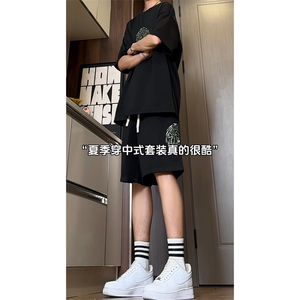 量大优 供视频 菠萝格套装刺绣短袖短裤男大码M-5X TZ27-特P48图片