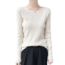 亮丝时尚圆领打底衫内搭针织衫洋气显瘦低领秋冬毛衣外穿洋气上衣，女装卫衣/绒衫，圣丽羊绒